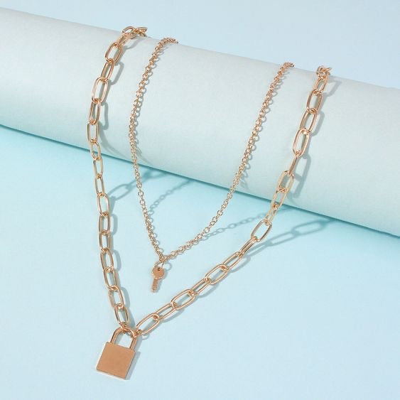 Double-layer Key Lock Necklace