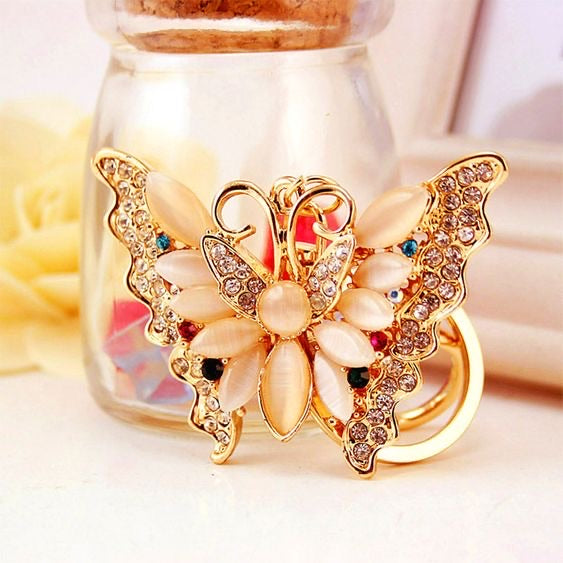 Opal butterfly keychain