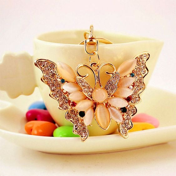 Opal butterfly keychain