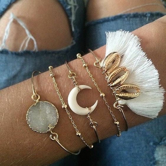 Cristal crescent bracelet set