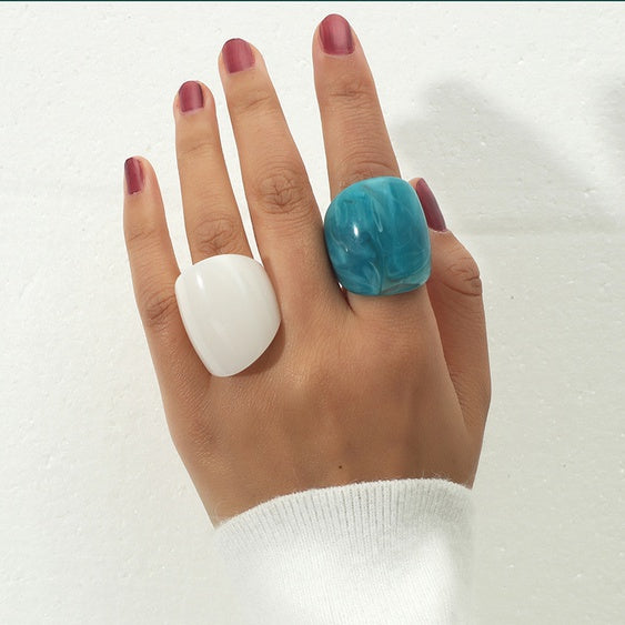 Aqua resin ring set