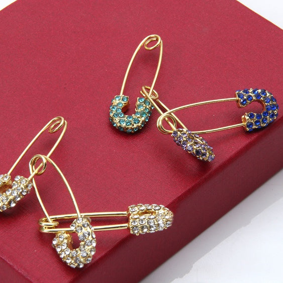 Safety Pin Earrings Diamonds