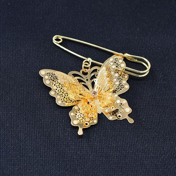 Gold Butterfly Large Brooch