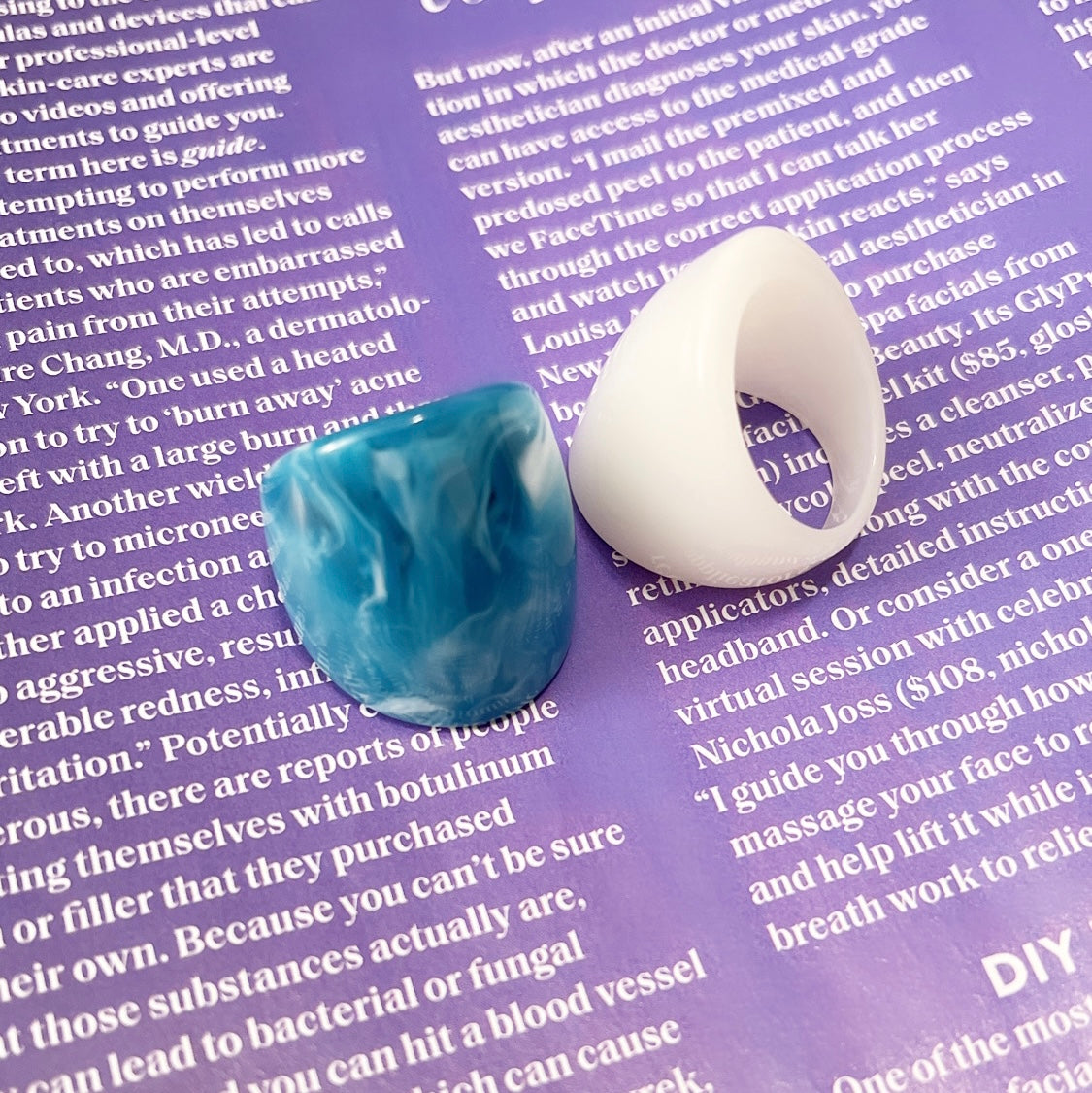 Aqua resin ring set