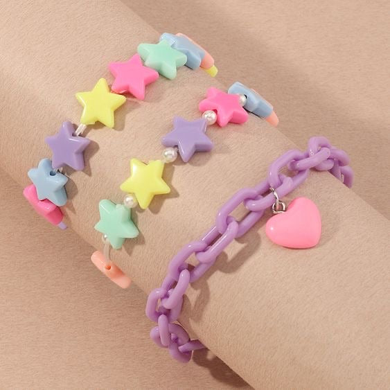 Multicolor love heart bracelet