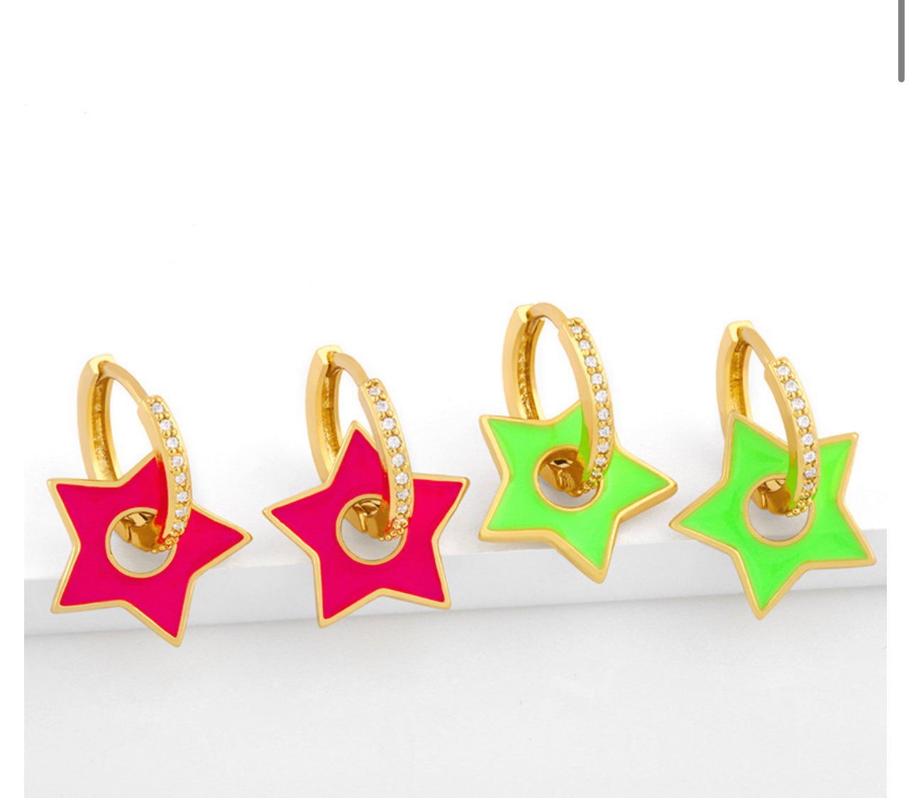 Star Neon Earrings (Pink, Yellow, Green, Black)