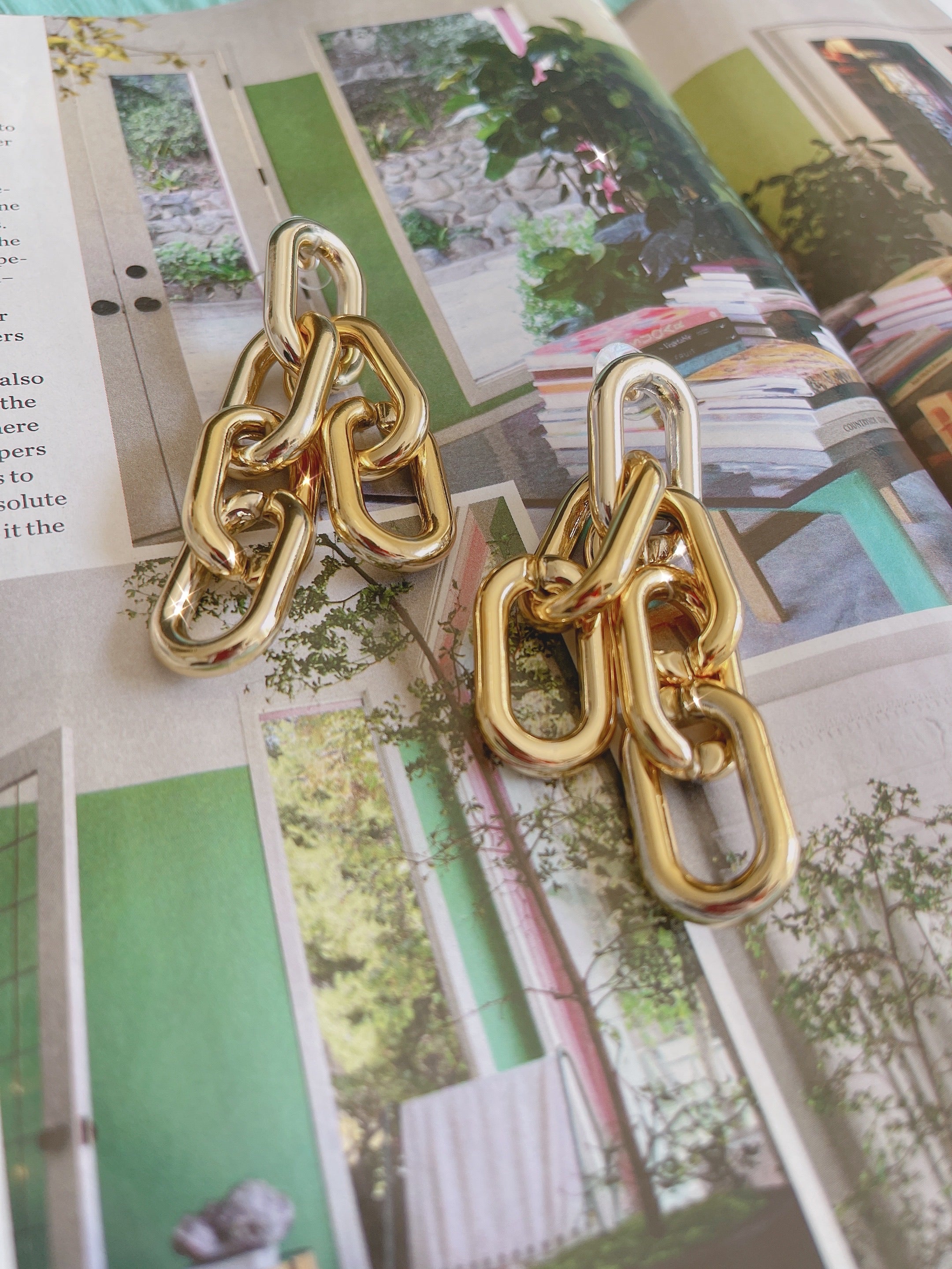 Double chain Gold Earring