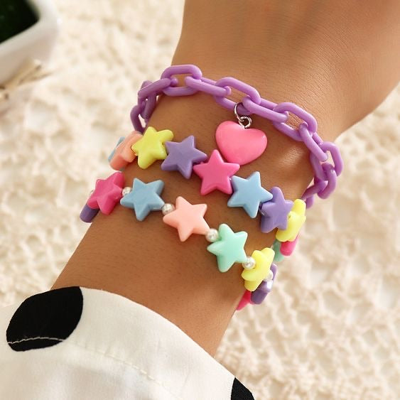 Multicolor love heart bracelet