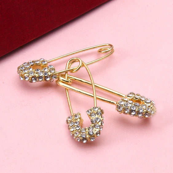 Safety Pin Earrings Diamonds